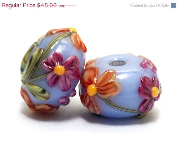 ON SALE 50% OFF Handmade Glass Lampwork Bead - Seven Morgan's Bouquet Rondelle Beads - 10604401