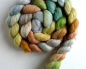 Polwarth/Silk Roving - Hand Painted Spinning or Felting Fiber, Grey Reflection