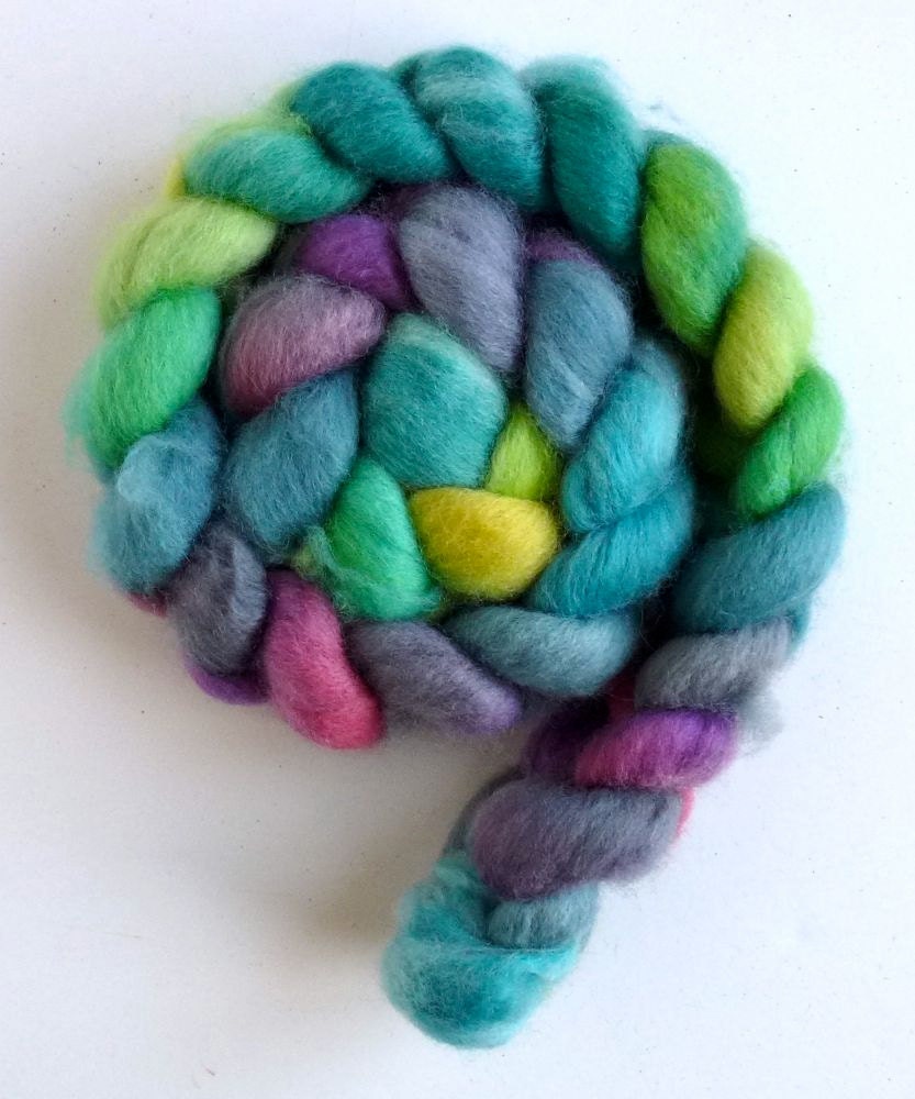 BFL Wool Roving - Hand Painted Spinning or Felting Fiber, Lantana