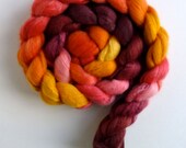 Polwarth/Silk Roving - Hand Painted Spinning or Felting Fiber, Bursting Light