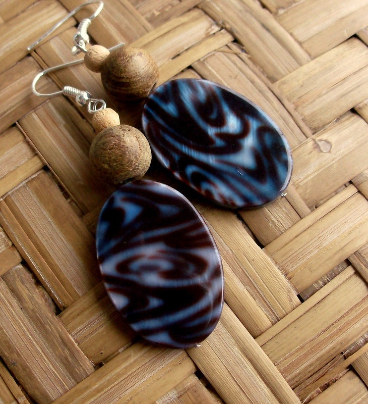 Get Into Your Wild Side Shell & Wood Earrings - Wood Jewelry - Shell Jewelry - stoneandbone