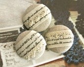 Handmade Fabric Buttons - Beige Cream Script Floral Lace Fabric Covered Buttons 1.2 Inch 3's