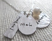 Hammered Up - Mother's Necklace - Personalized Jewerlry - Mommy Necklace - Stamped Jewelry