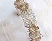 Memorial Day Sale Vintage bracelet filigree silver cannetille floral perfect for wedding or prom