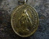 SALE use coupon code- antique french cross-sainte marie reliquary locket necklace