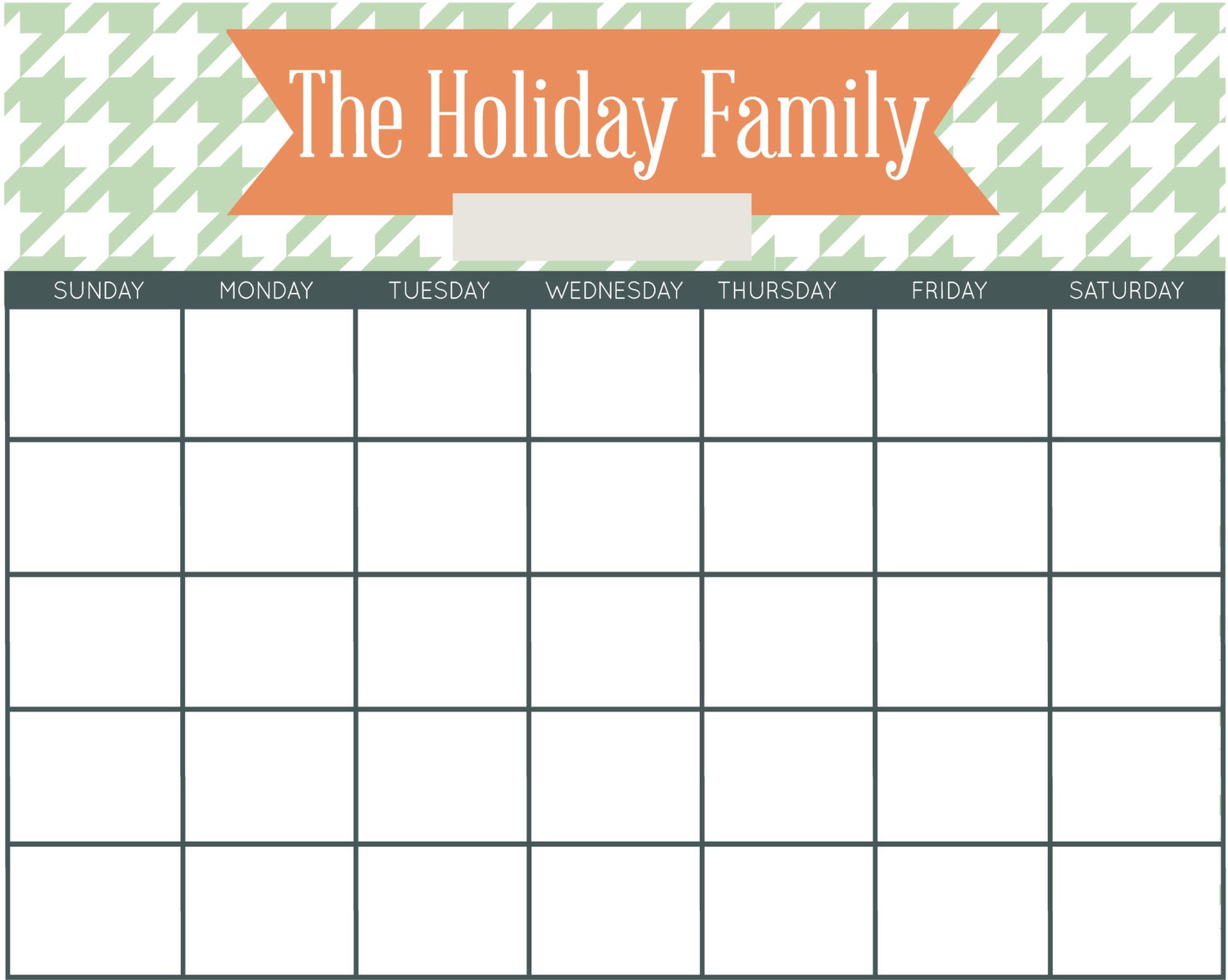 16x20 Inch Personalized PRINT Calendar --- Houndstooth