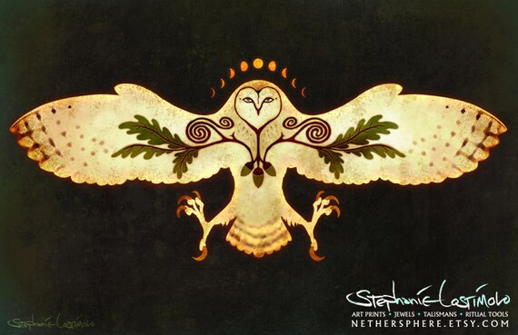 Owl Talisman of Protection - 11x17 Print