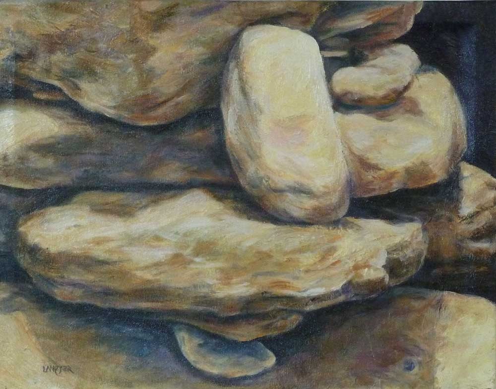 Stacked Stones Number Three zen tranquil canvas painting
