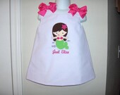Custom made boutique appliqued monogrammed embroidered Mermaid a line dress jumper or jon jon shortalls