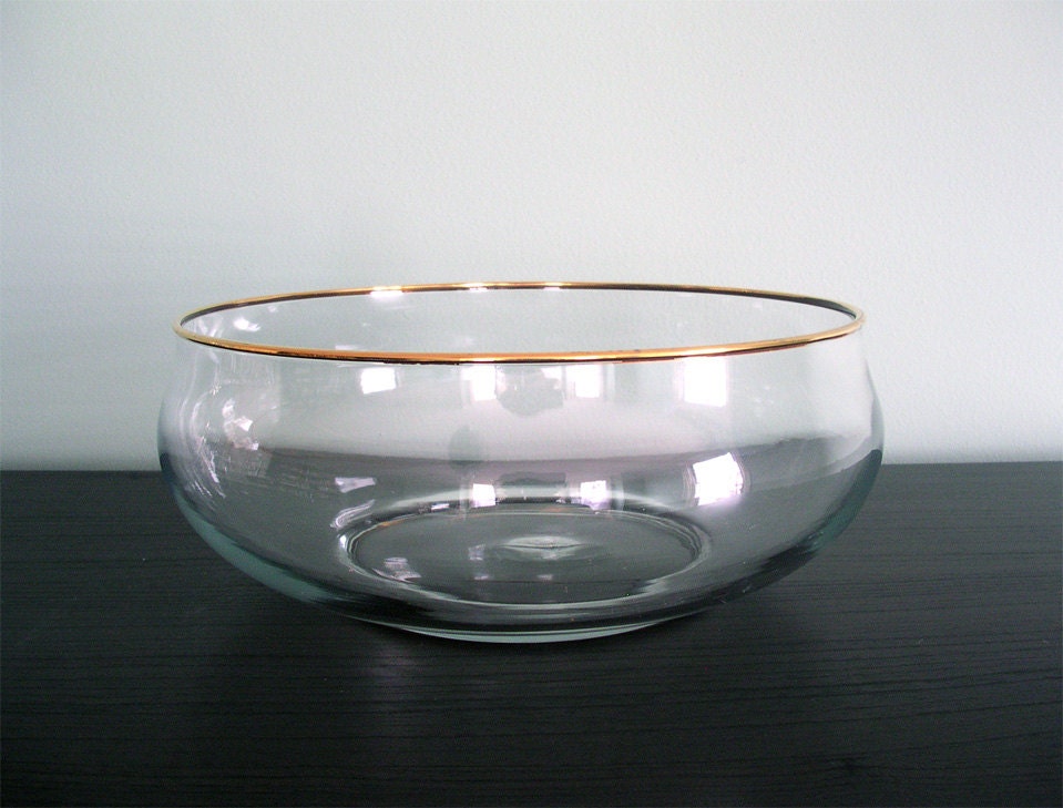Vintage Gold-Rimmed Glass Bowl