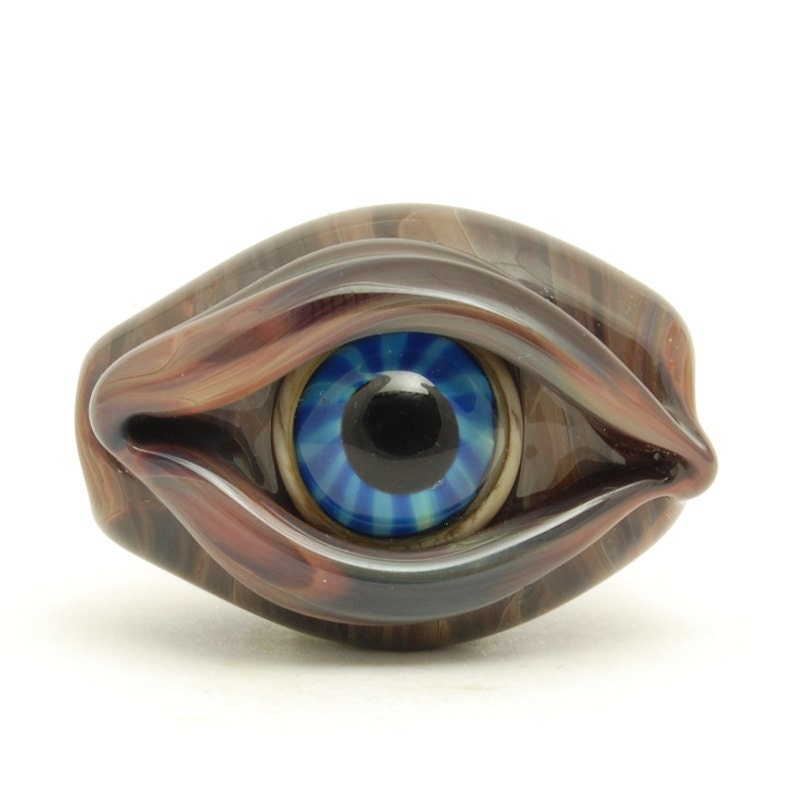 2 Sided Lampwork Glass Evil Eye Bead, Handmade Glass Bead, OOAK, SRA