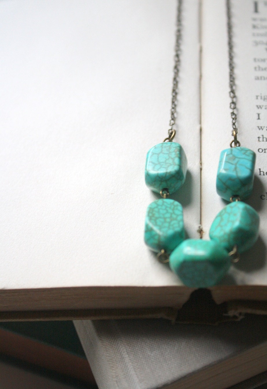 Turquoise Glass Bead Layering Necklace- Simple, Modern, Bright, Summer, Handmade Jewelry- Candy Parade Necklace in Turquoise