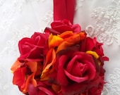 Red Realtouch Rose Pomander Kissing Ball For Wedding Flowergirl Ceremony Bridal Accesssories
