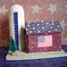 Patriotic Putz Style Paper village Barn