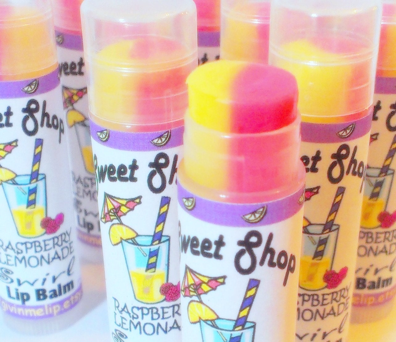 Lip Balm Lemonade and Raspberry Flavored SWIRLED - Vegan Il_170x135