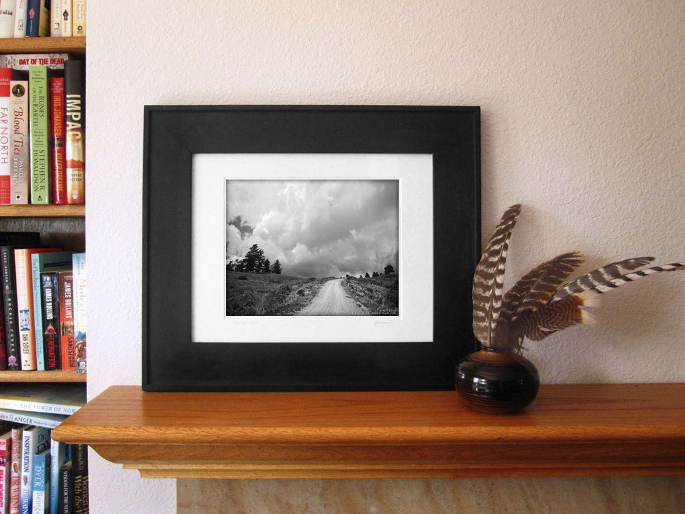 Black and White Photography -Country Road -8x10 Print -Western Landscape -Road Less Traveled -Colorado Fine Art Photography