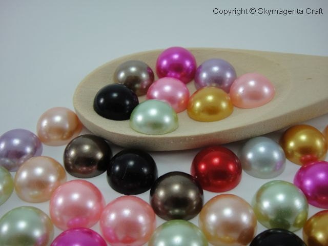 50 pieces ROUND PEARL CABOCHON, Mixed Color, Diameter 14 mm (01059)