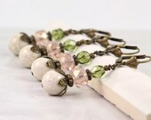 Beach Wedding Earrings Coral Pink Mint Green Chartreuse Smoke Rose Mauve Woodland Fairy Bridal Jewelry Rustic Bohemian