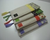Set of 4 Personalized, Initialed zipper pouches, iphone wallet, Made To Order