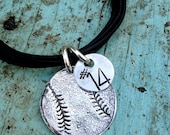 Sterling Silver Baseball Softball Charm Bracelet Personalized Hand Stamped Too