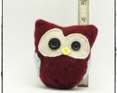 Owl Recycled CASHMERE Little hOOt Owl  burgundy with pocket