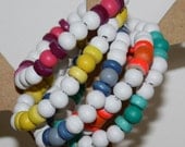 Wooden bracelets rainbow whites