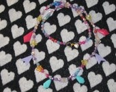 rainbow fairy womens necklace punk rockabilly pink heart charm