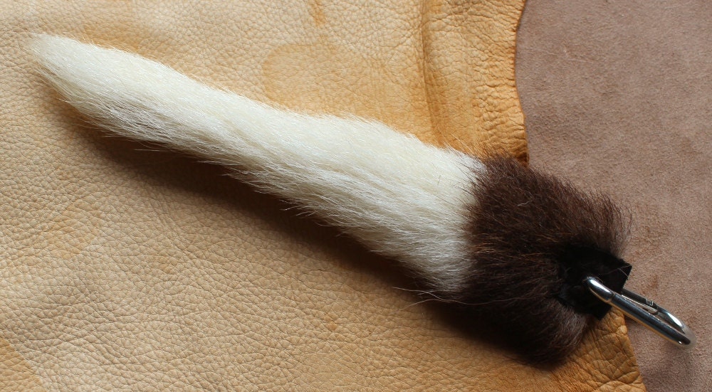 Sheep tail - real eco-friendly domestic sheep fur totem dance tail on extra strong carabiner keychain for shamanic ritual and dance
