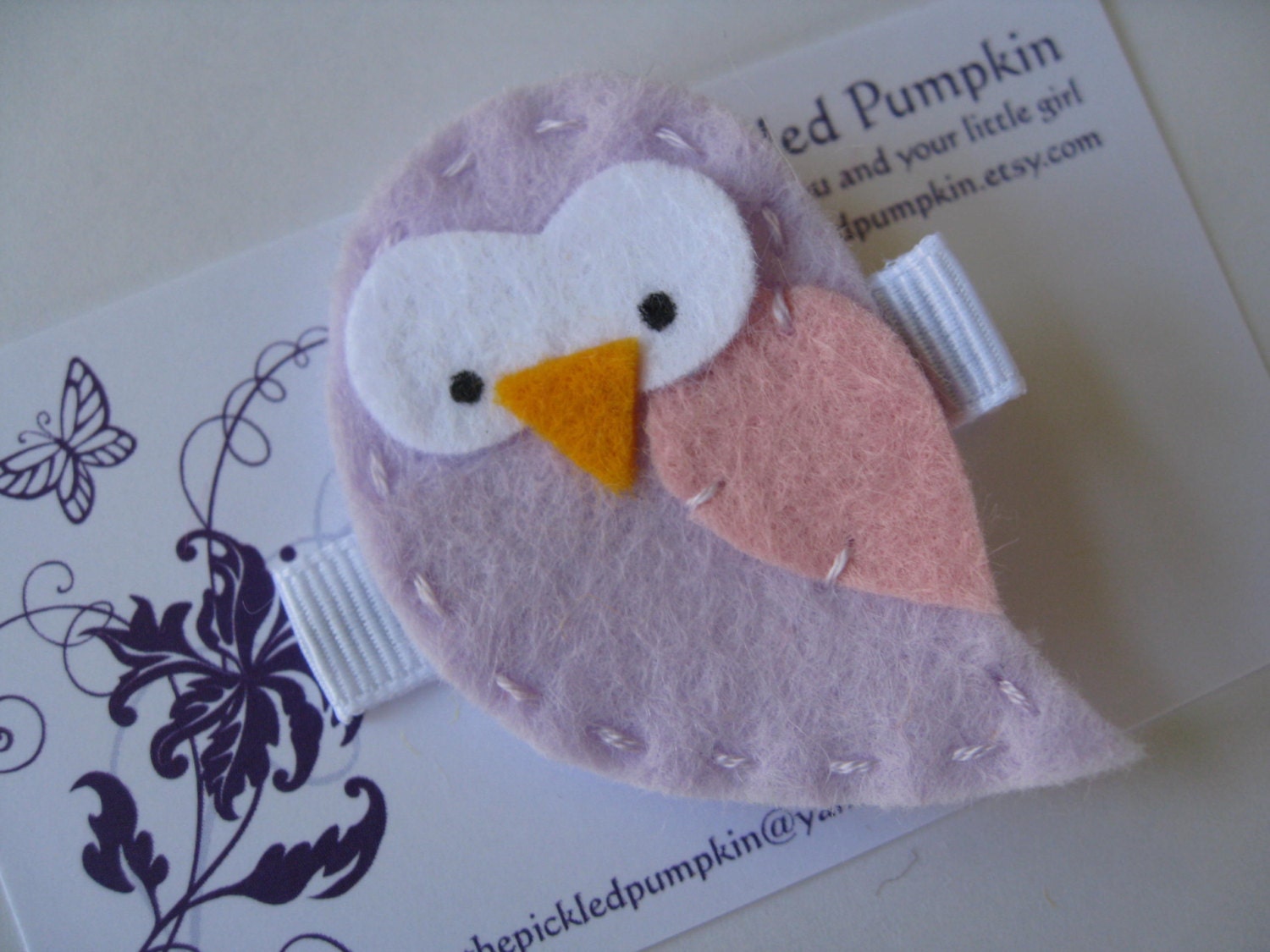 Sweet Purple Owl Felt Clip