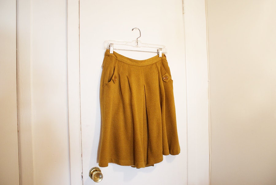 mustard wool skirt s