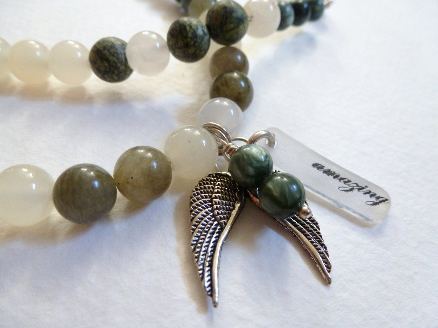 amazing  -  seraphinite, russian serpentine, labradorite, italian onyx, and charms
