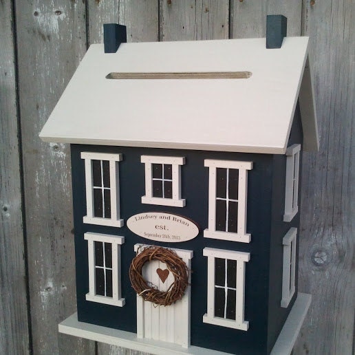 Wedding Card Box Birdhouse Original  Personalized -  Choose your Colors