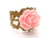 Pastel Pink Romantic Rose Cabochon Ring