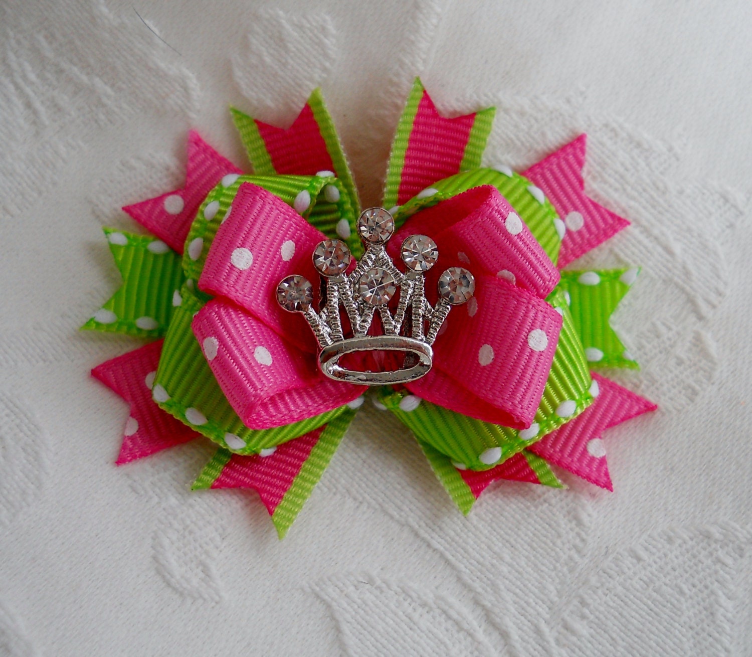 Dog Bow-  Pink and Lime Boutique Dog Bow