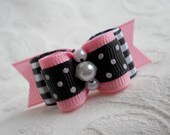 5/8" Dog Bow- Pink and Black Dog Bow