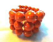 1950's Vintage Red Orange Plastic Spiral Bracelet