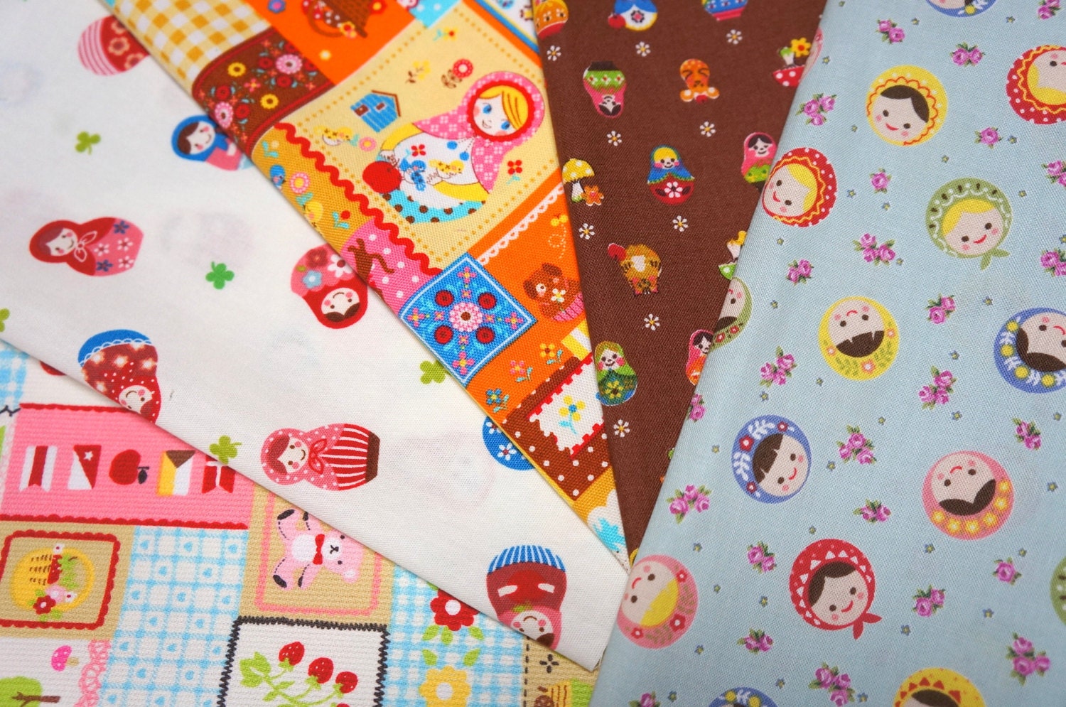 Japanese Fabric  scraps  Matryoshka set RUS3