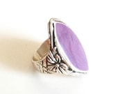 Lilac and Silver Marquise Ring