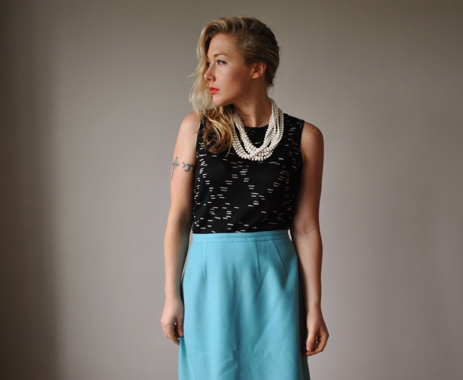 1950s Sky Blue Skirt, size Small to Medium (6/8)