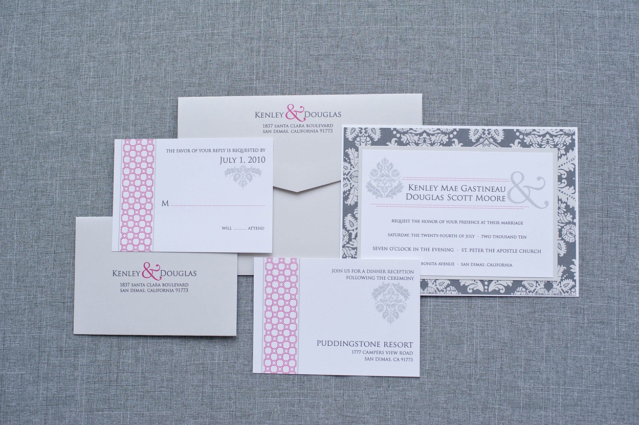 Ampersand Wedding Invitation - Pink and Black - Kenley and Douglas