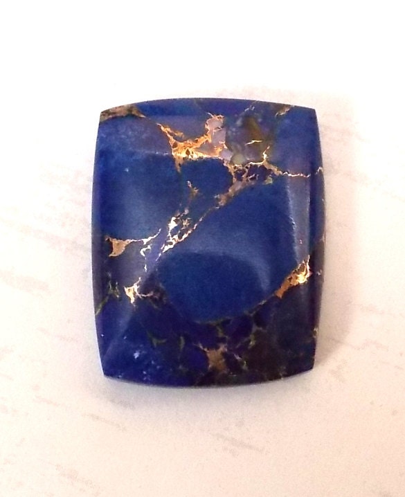 Cabochon Azurite and Bronze Freeform