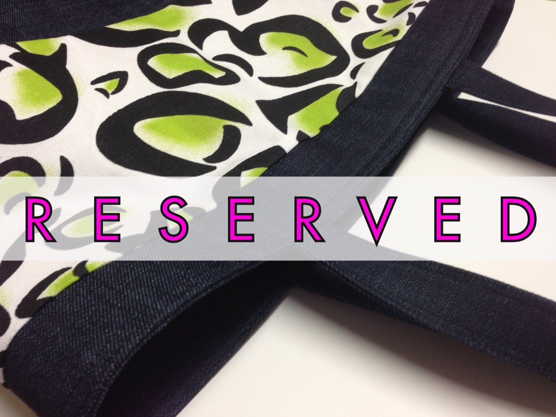 Lime Green Cheetah and Denim Tote Custom Made for Lynze