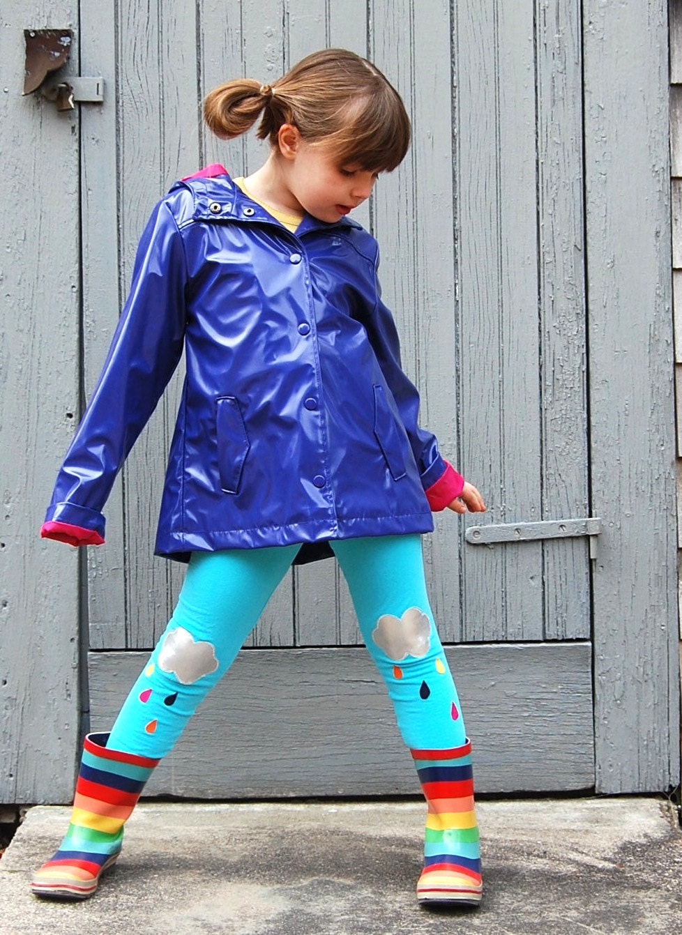 Leggings Silver Lining Clouds Rainbow Rain - Girls Sizes 12-18 mos, 2 / 3T, 4 / 5, 6 / 7, 8 - by The Trendy Tot