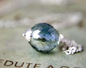 Sea Green Glass Necklace Aqua Glass Orb Pendant Sterling Silver PoleStar