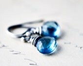 Swiss Blue Topaz Wire Wrapped Sterling Silver Dangle December Birthstone PoleStar