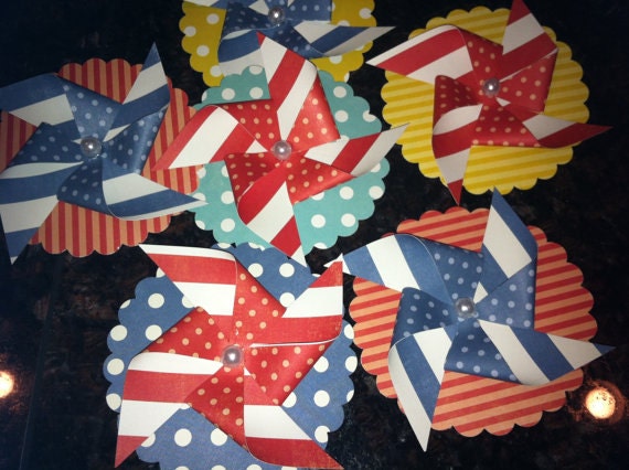 Party Pinwheel Button Boutonnieres --  set of 5