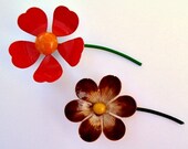 Two Vintage Enamel Colorful Flower Pins Robert Original