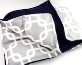 XXL Large Heating Pad,  Microwave Heat Pack Cold Pack, Heat Bag rice flax, Grandpa gift, Dad gift, gray white navy