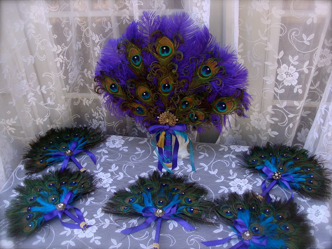 CUSTOM - Elegant Bridal Collection with Ruby Red, Purple and Royal Blue Accents for Salena - June, 2014 -50% Deposit Listing