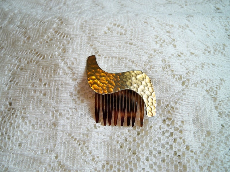 Vintage 1950s Mid Century Modern Copper Hair Comb France